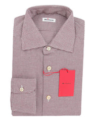 Kiton Burgundy Red Micro-Houndstooth Shirt - Slim - (KT1212237) - Parent