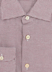 Kiton Burgundy Red Micro-Houndstooth Shirt - Slim - (KT1212237) - Parent