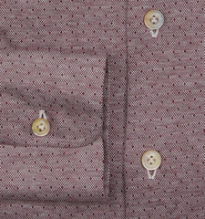 Kiton Burgundy Red Polka Dot Cotton Shirt - Slim - (KT1182220) - Parent