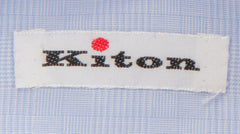 $600 Kiton Light Blue Plaid Cotton Shirt - Slim - (KT912267) - Parent
