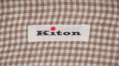 Kiton Light Brown Micro-Check Linen Shirt - Slim - (KT11162220) - Parent