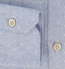 $600 Kiton Light Blue Polka Dot Cotton Shirt - Slim - (KT311253) - Parent