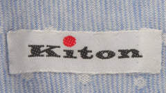 $600 Kiton Light Blue Polka Dot Cotton Shirt - Slim - (KT311253) - Parent