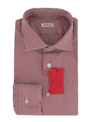 $600 Kiton Red Striped Cotton Shirt - Slim - (KT311255) - Parent