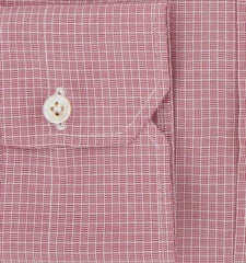 Kiton Burgundy Red Check Cotton Shirt - Slim - (KT1212232) - Parent