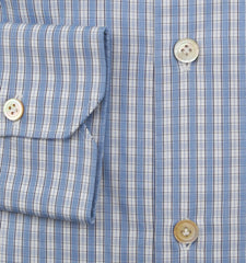 Kiton Light Blue Plaid Cotton Shirt - Slim - (KT1220221) - Parent