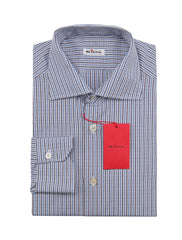 Kiton Blue Plaid Cotton Shirt - Slim - 18/45 - (KT12202210)
