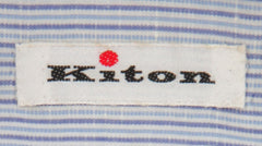 $600 Kiton Blue Striped Cotton Blend Shirt - Slim - (KT311257) - Parent