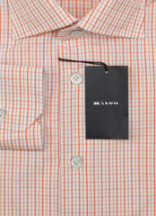 Kiton Orange Plaid Cotton Shirt - Slim - (KT1182217) - Parent