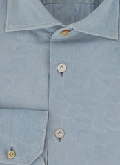 $600 Kiton Blue Fancy Cotton Shirt - Slim - (KT311254) - Parent