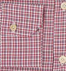 Kiton Burgundy Red Plaid Cotton Shirt - Slim - (KT12122314) - Parent