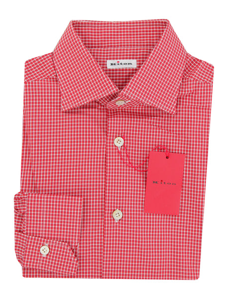 Kiton Red Plaid Cotton Shirt - Slim - (KT1220222) - Parent