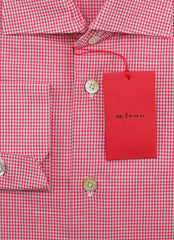 Kiton Pink Micro-Check Cotton Blend Shirt - Slim - (KT12202213) - Parent