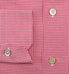 Kiton Pink Micro-Check Cotton Blend Shirt - Slim - (KT12202213) - Parent