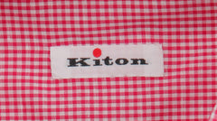 Kiton Pink Micro-Check Cotton Blend Shirt - Slim - (KT12202213) - Parent