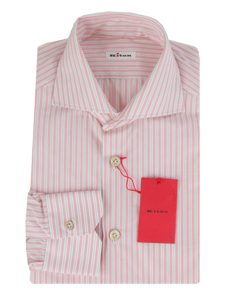Kiton Pink Striped Cotton Shirt - Slim - (KT11222312) - Parent