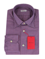 Kiton Red Micro-Houndstooth Cotton Shirt - Slim - 15.5/39 - (KT11222314)