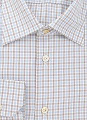 Kiton Light Blue Plaid Cotton Shirt - Slim - (KT1212236) - Parent