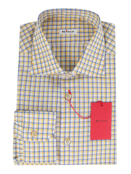 Kiton Yellow Plaid Cotton Shirt - Slim - (KT1122238) - Parent