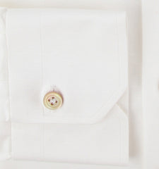 $800 Kiton White Solid Cotton Shirt - Slim - (KT821251) - Parent