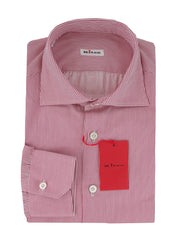 $600 Kiton Red Striped Cotton Shirt - Slim - 15.75/40 - (KT3112515)