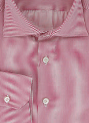 $600 Kiton Red Striped Cotton Shirt - Slim - (KT3112515) - Parent