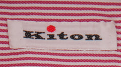 $600 Kiton Red Striped Cotton Shirt - Slim - (KT3112515) - Parent