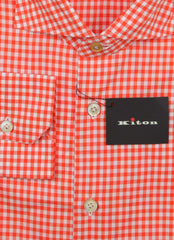 Kiton Orange Check Cotton Shirt - Slim - (KT118222) - Parent