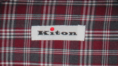 Kiton Burgundy Red Plaid Cotton Shirt - Slim - (KT1224224) - Parent