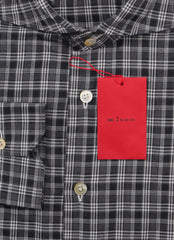 Kiton Charcoal Gray Plaid Cotton Shirt - Slim - (KT1215225) - Parent