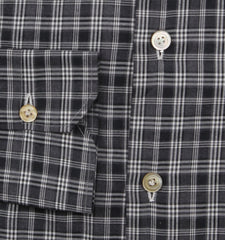 Kiton Charcoal Gray Plaid Cotton Shirt - Slim - (KT1215225) - Parent