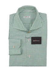 Kiton Green Check Cotton Shirt - Slim - 15.5/39 - (KT118221)
