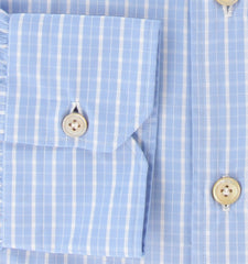 Kiton Light Blue Plaid Cotton Shirt - Slim - (KT11142317) - Parent