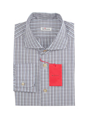 Kiton Dark Blue Plaid Cotton Shirt - Slim - (KT1210224) - Parent