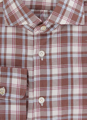 Kiton Brown Plaid Cotton Shirt - Slim - (KT1223236) - Parent