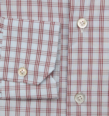 Kiton Burgundy Red Plaid Cotton Shirt - Slim - (KT1224221) - Parent