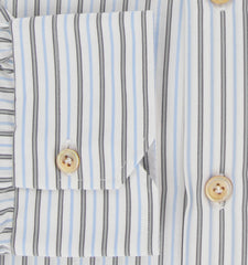 Kiton Light Blue Striped Cotton Shirt - Slim - (KT1223237) - Parent