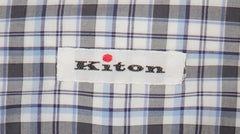 Kiton Dark Blue Plaid Cotton Shirt - Slim - (KT1210225) - Parent