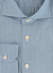 Kiton Green Striped Cotton Shirt - Slim - (KT1214235) - Parent