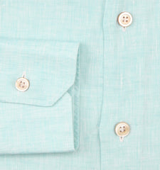 Kiton Green Solid Cotton Shirt - Slim - (KT0629228) - Parent