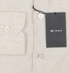 Kiton Beige Solid Linen Shirt - Slim - (KT77222) - Parent