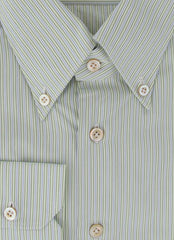 $600 Kiton Light Green Striped Cotton Shirt - Slim - (KT311258) - Parent