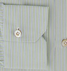 $600 Kiton Light Green Striped Cotton Shirt - Slim - (KT311258) - Parent