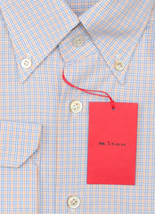 Kiton Orange Micro-Check Cotton Shirt - Slim - (KT0629225) - Parent