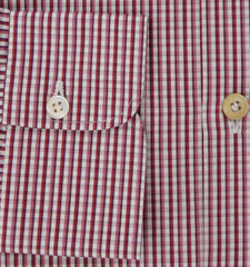$600 Kiton Red Micro-Check Cotton Shirt - Slim - (KT125251) - Parent