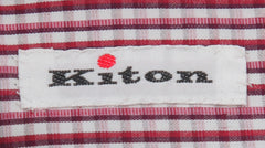 $600 Kiton Red Micro-Check Cotton Shirt - Slim - (KT125251) - Parent
