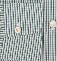 $600 Kiton Green Check Cotton Shirt - Slim - (KT912268) - Parent
