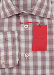 Kiton Burgundy Red Plaid Cotton Shirt - Slim - (KT221236) - Parent