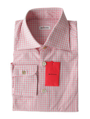 Kiton Pink Micro-Check Cotton Shirt - Slim - 15/38 - (KT4232217)