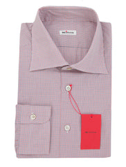 Kiton Red Micro-Check Cotton Shirt - Slim - 15.5/39 - (KT11302318)